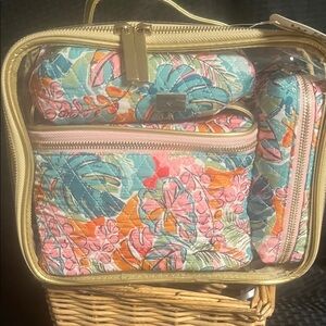 Jane Marie Tropical Floral Cosmetic Bag Set with Gold Accents